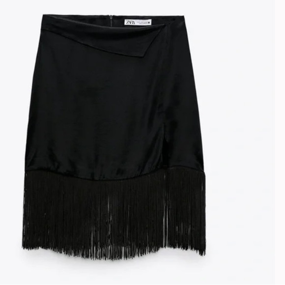 Zara Black Fringe Satin Mini
Skirt - Picture 7 of 7